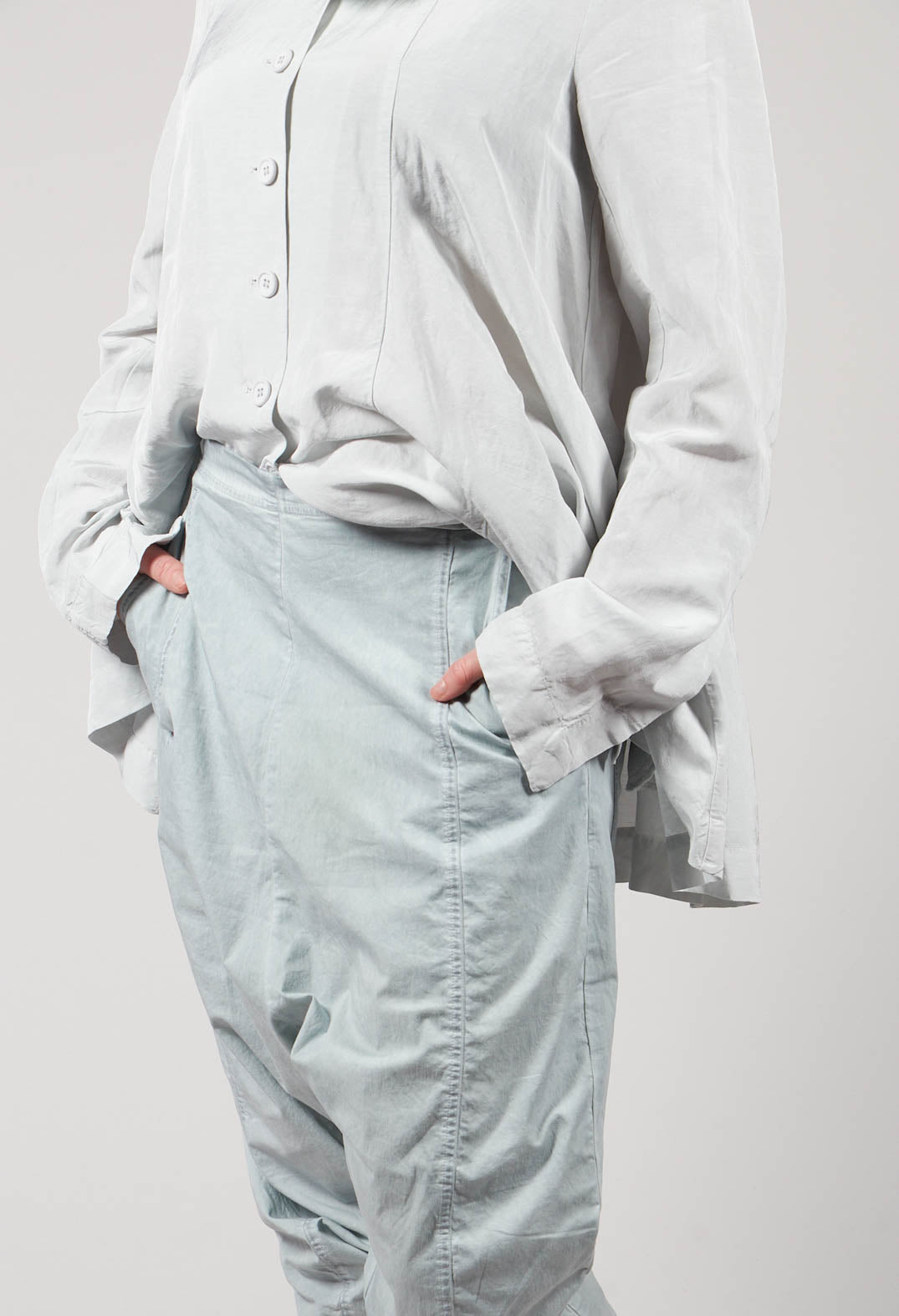 Drop Crotch Cargo Trousers in Ice