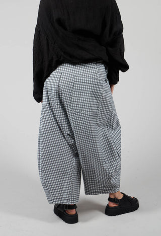 Tulip Shaped Drop Crotch Trousers in Black Check