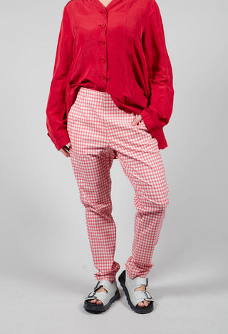 Skinny Fit Trousers with Pockets in Cherry Check