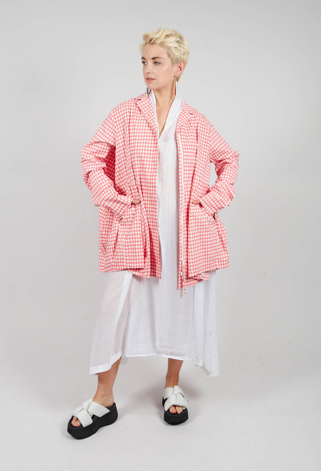 Oversized Lightweight Jacket in Cherry Check