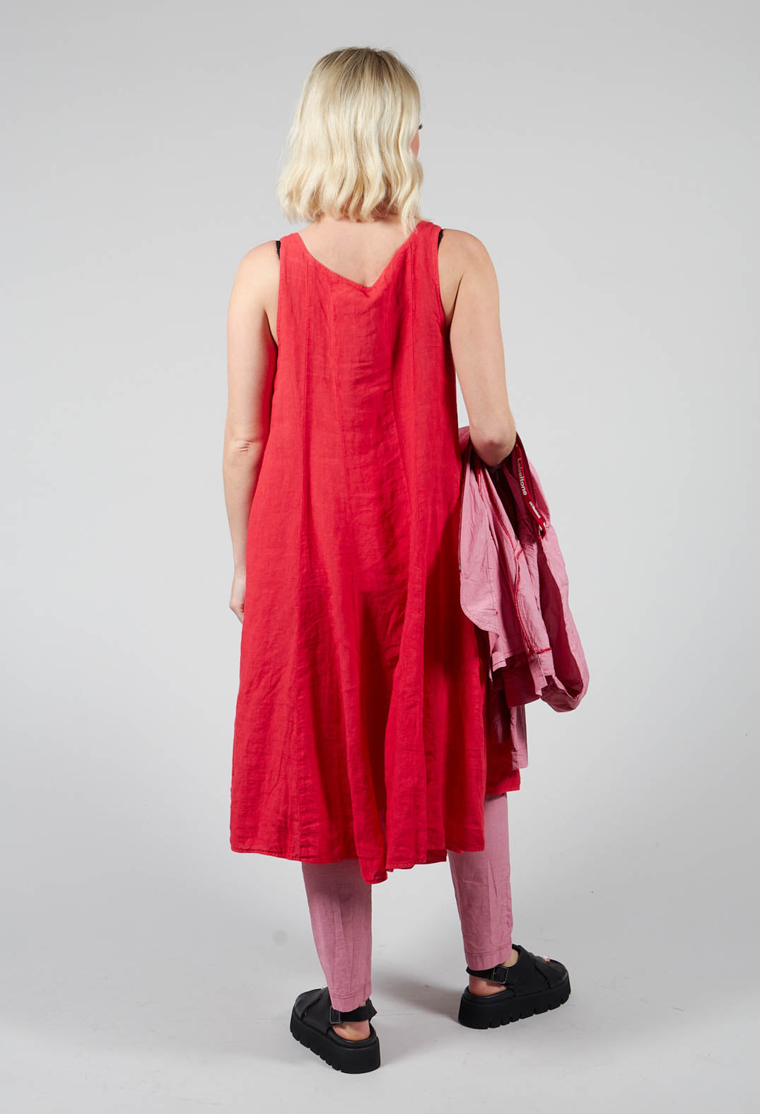 Sleeveless Linen Dress in Cherry