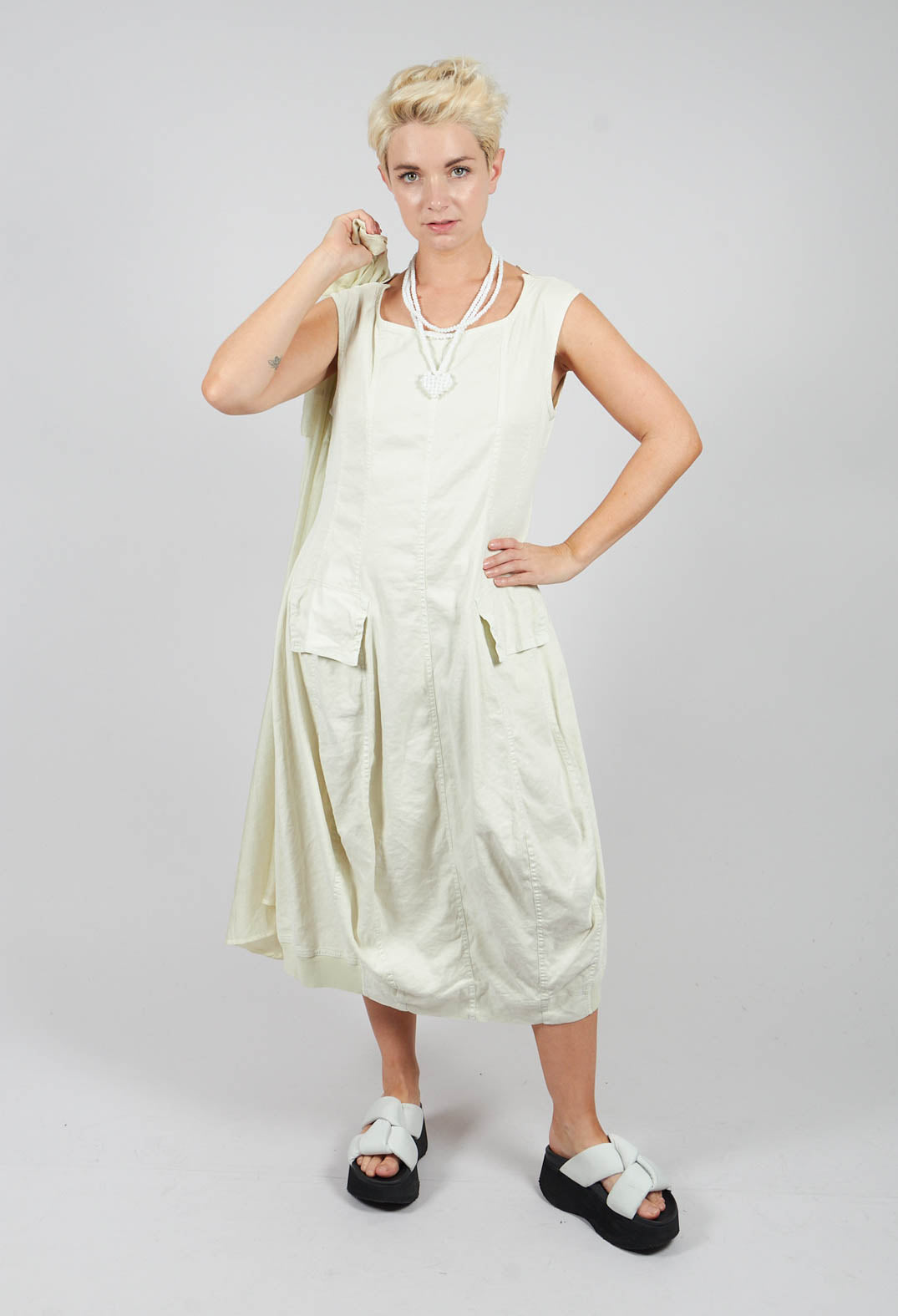 Sleeveless Utility Dress in Pearl