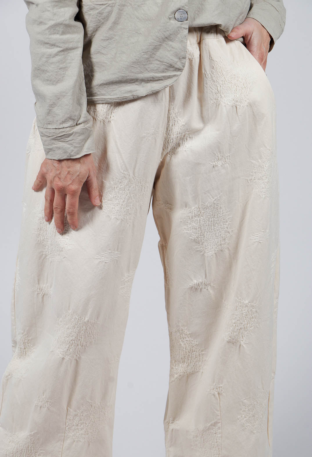 Pull on Cotton Trousers in Chalk