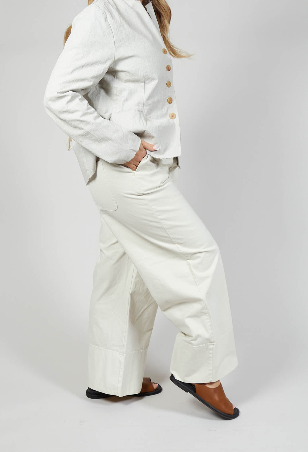 Straight Leg Trousers in Chalk