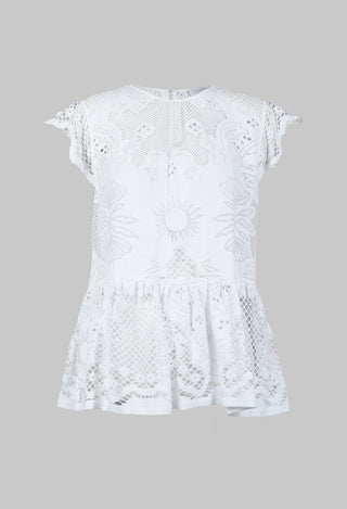 Top with Lace Detail in White