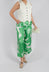 Wide Leg Silk Trousers in Green Macro Print