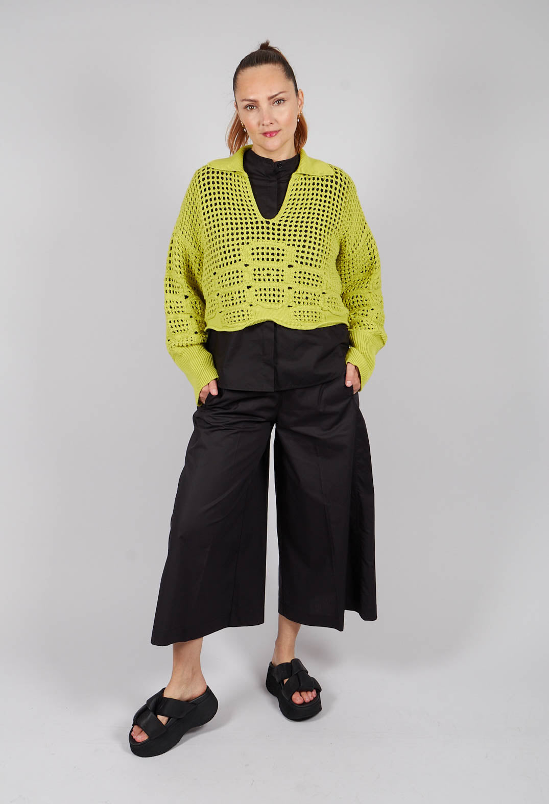 Honeycomb Cuff Shirt in Nero