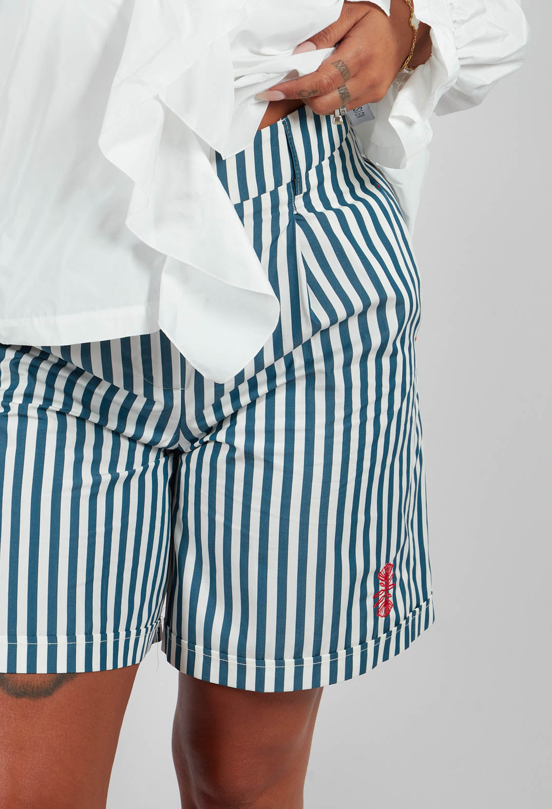 Striped Bermuda Shorts in Poseidon Green