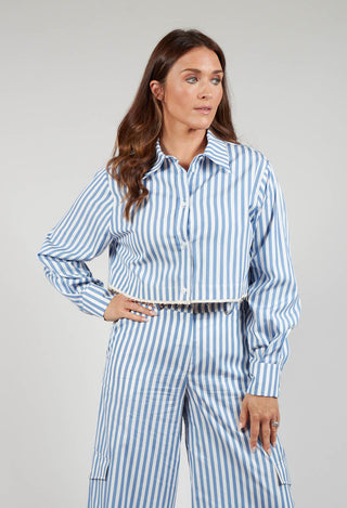 Beatrice B striped cropped shirt in blue