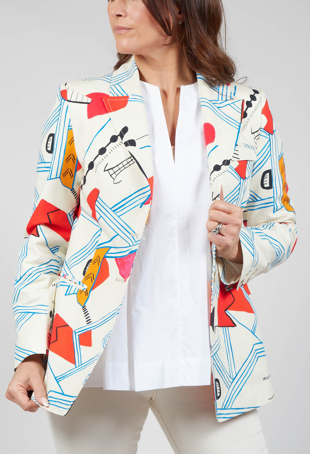 matisse print jacket with collar detailing