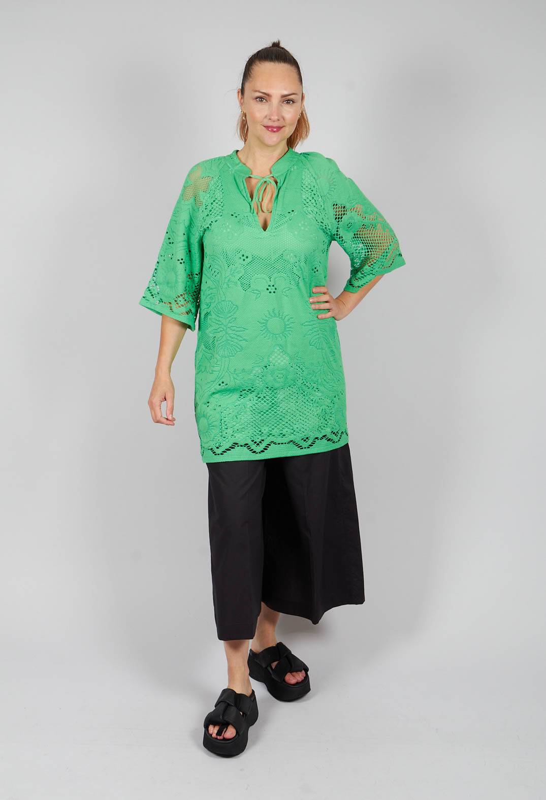 Lace Tunic Dress in Flash Green