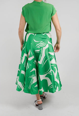 A-Line Pleated Skirt in Green Matisse