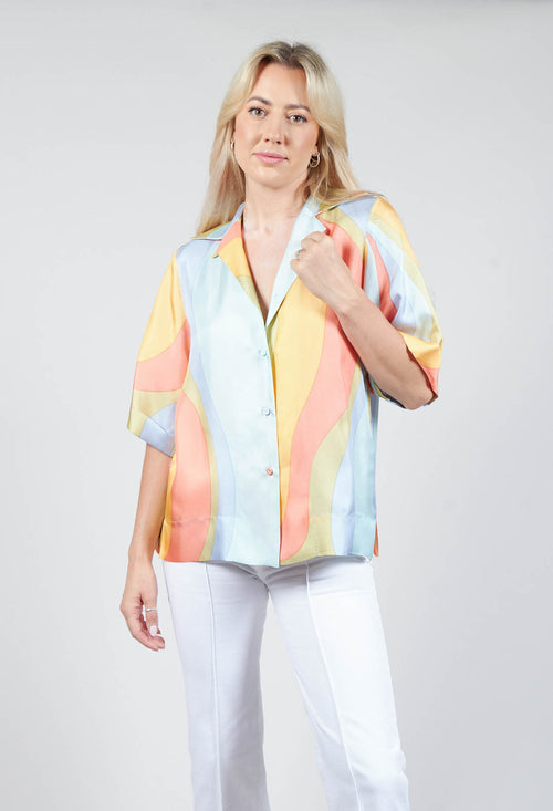Loose Silk Blouse in Shades Print