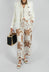 Straight Leg Trousers with Lace Detail in Tan Brown