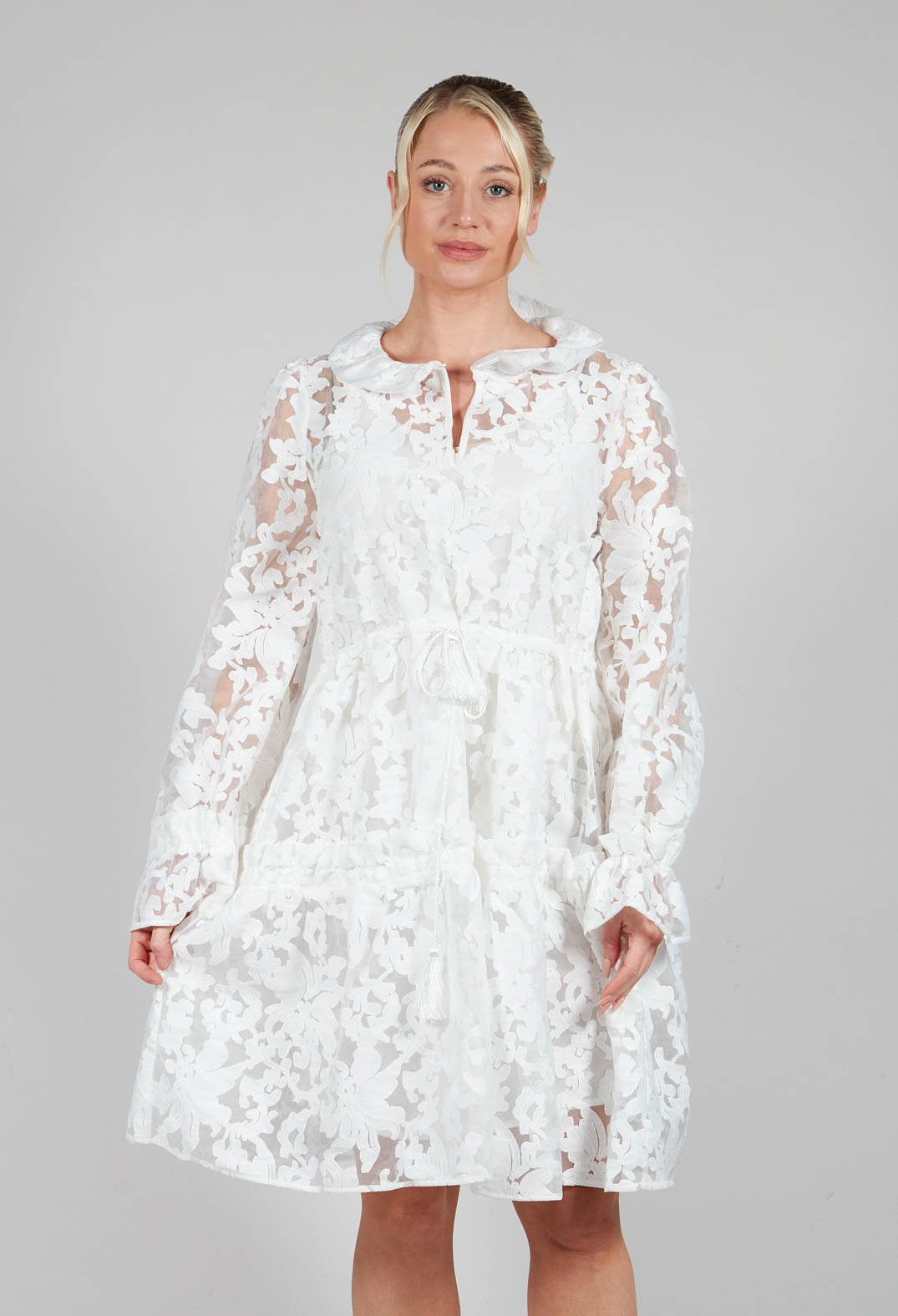 Delia Dress in Fleur Natural White
