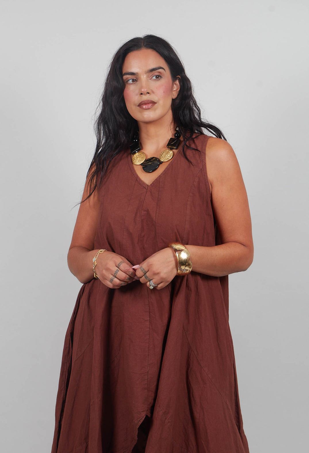 Unikrum Dress in Mudcloth Brown