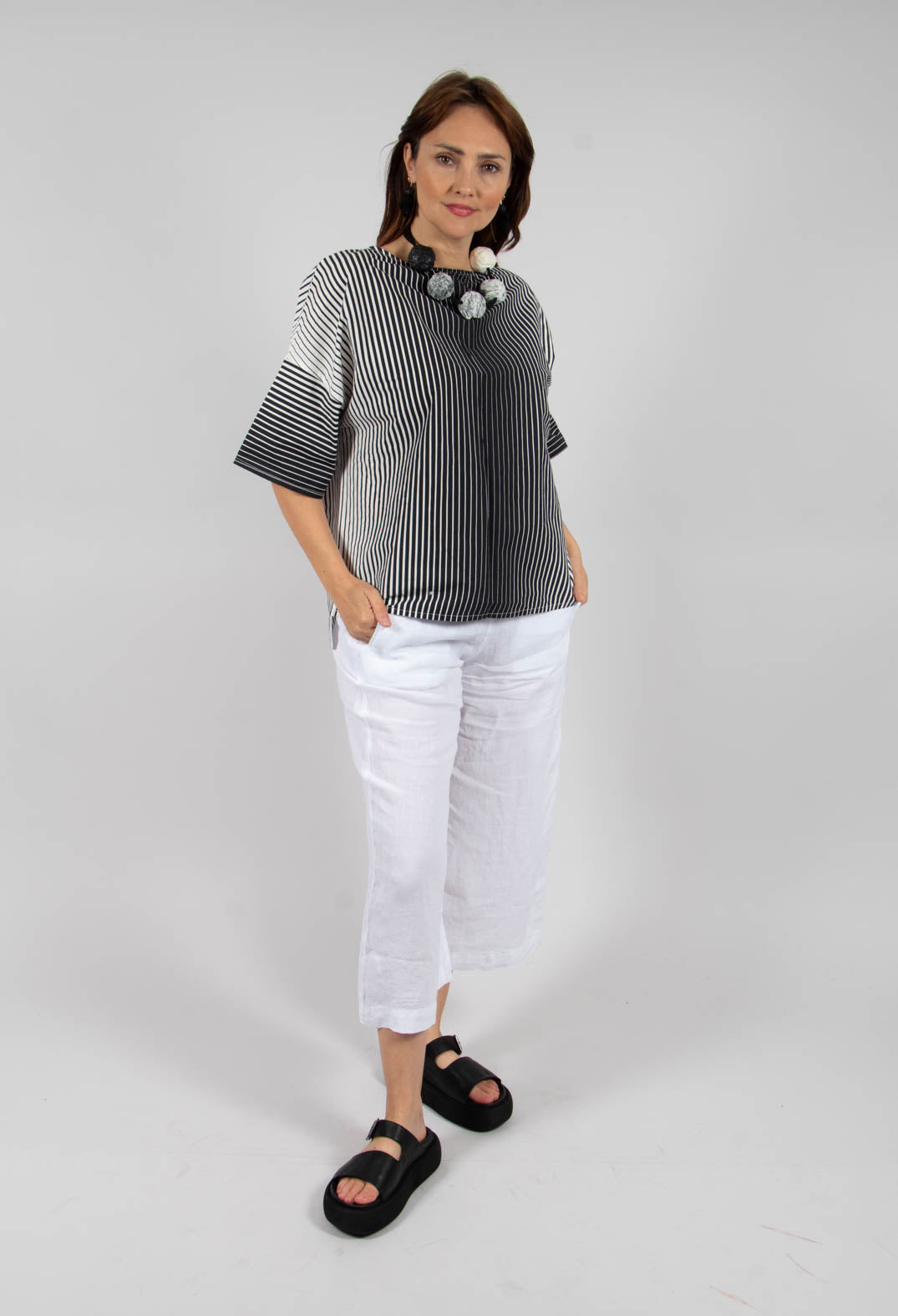Faly Shirt in Off White and Night Stripe