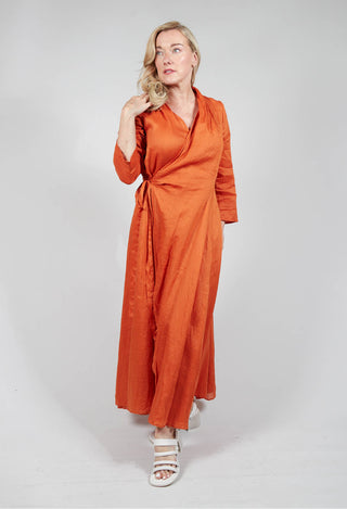 dress shops orange Chic Rust Orange Ruffled Midi Dress