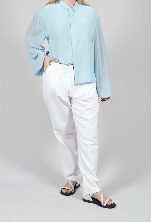 White Denim Cotton Trousers