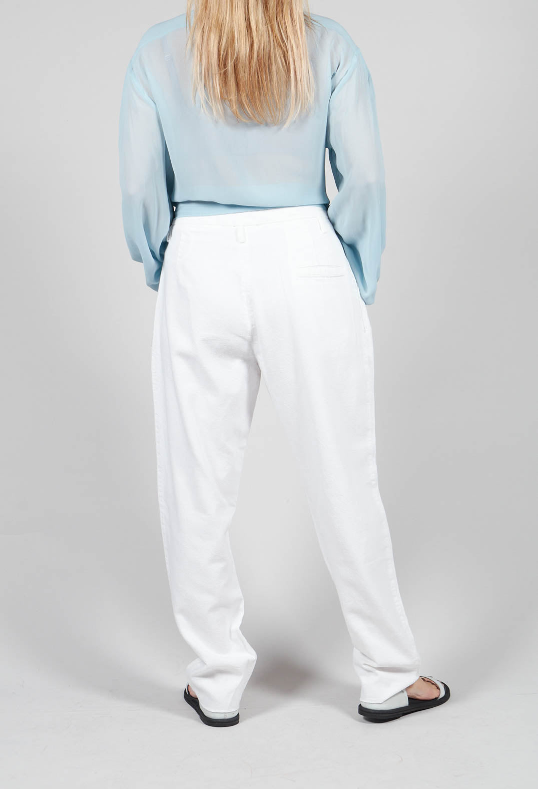 White Denim Cotton Trousers