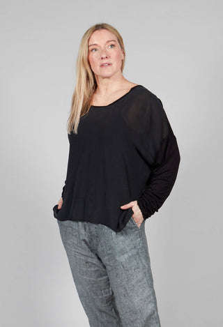 Lightweight Top with Contrasting Sleeves in Black