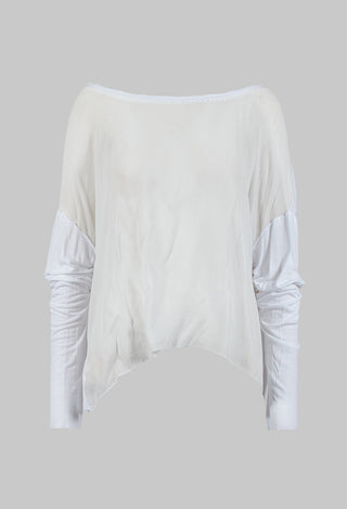 Lightweight Top with Contrasting Sleeves in White