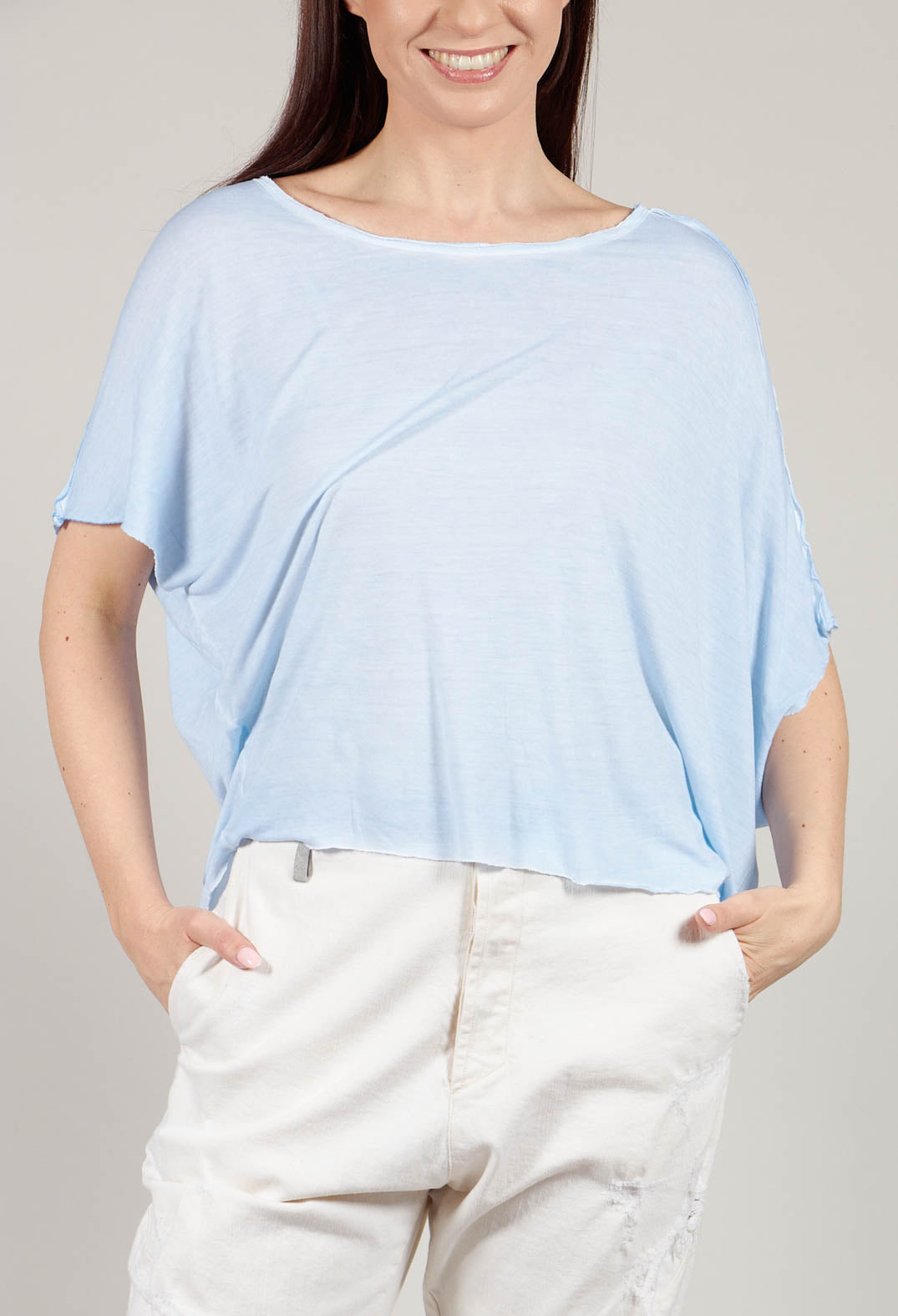 Loose Fit Jersey Top in Icy Blue