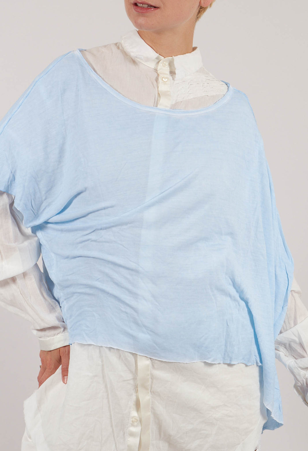 Loose Fit Jersey Top in Icy Blue