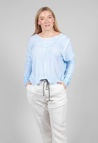 Lightweight Jersey Top with Seam Detail in Ice Blue