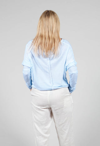 Lightweight Jersey Top with Seam Detail in Ice Blue