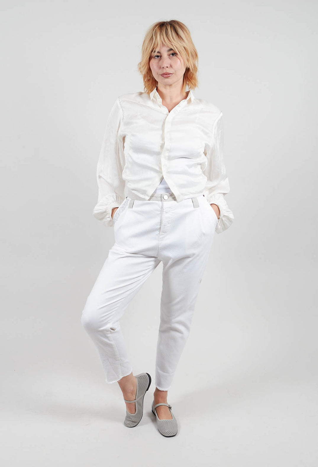 Slim Fit Jeans in Off White