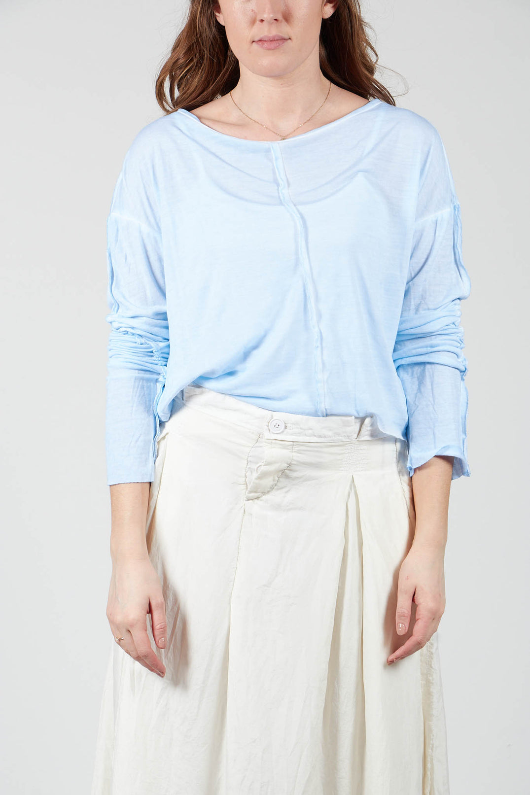 Cropped Top with Seam Detail in Ice Blue