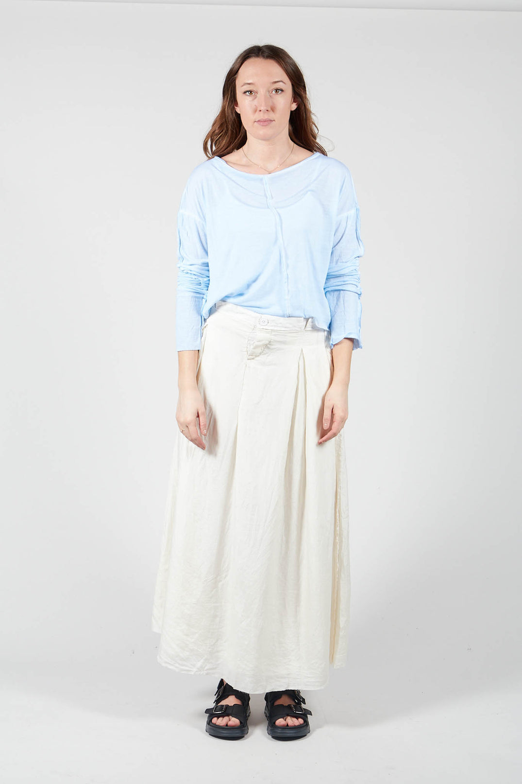 Cropped Top with Seam Detail in Ice Blue