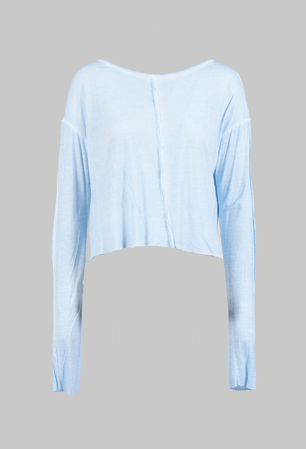 Cropped Top with Seam Detail in Ice Blue