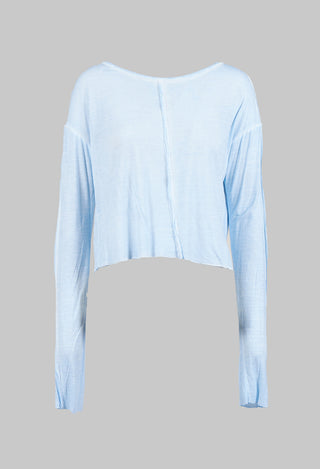 Cropped Top with Seam Detail in Ice Blue