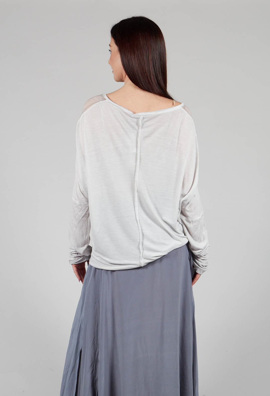 Sheer Top with Highlow Hem in Silver Grey