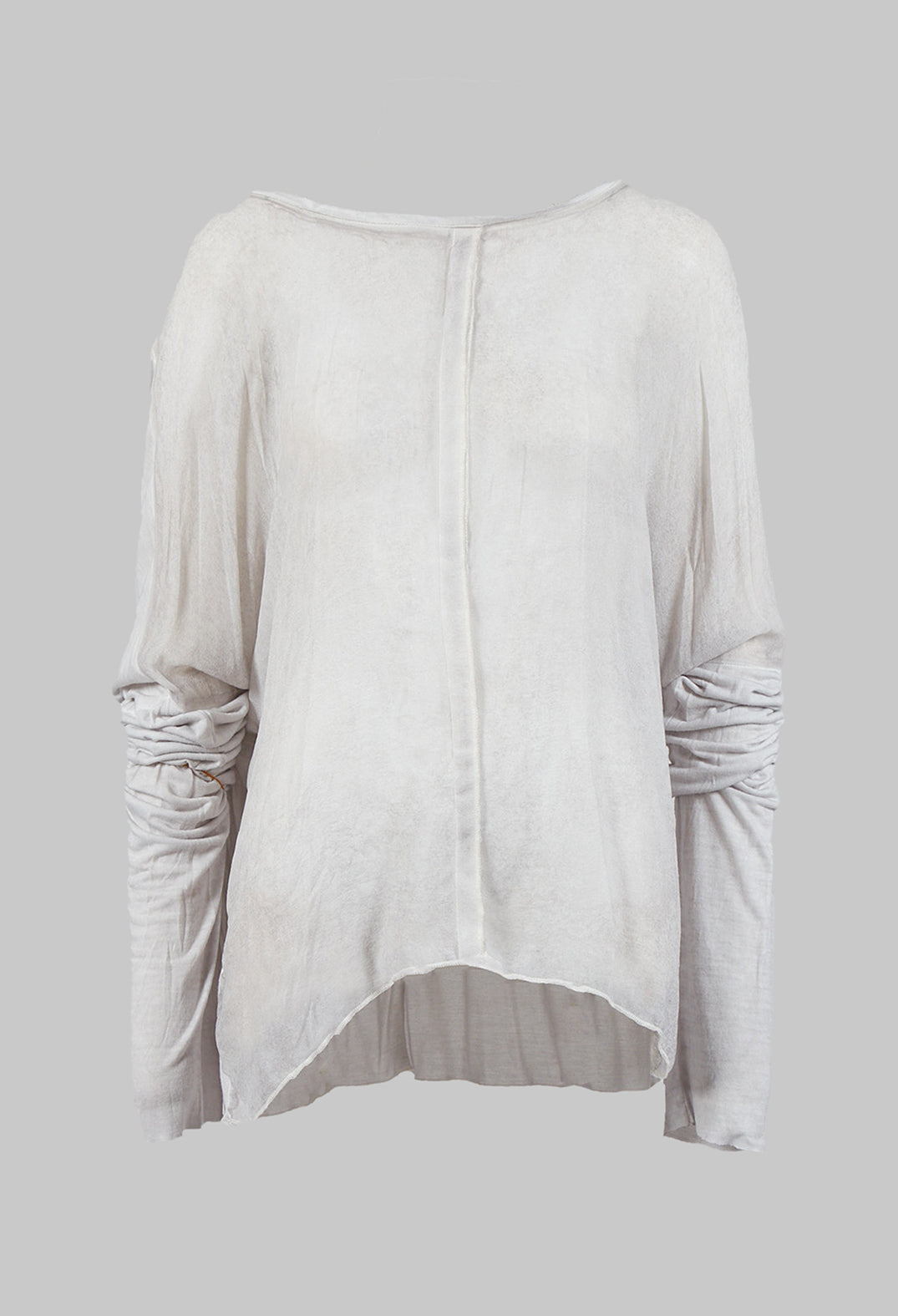 Sheer Top with Highlow Hem in Silver Grey