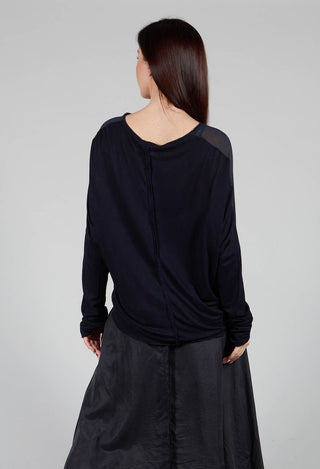 Sheer Top with Highlow Hem in Indigo