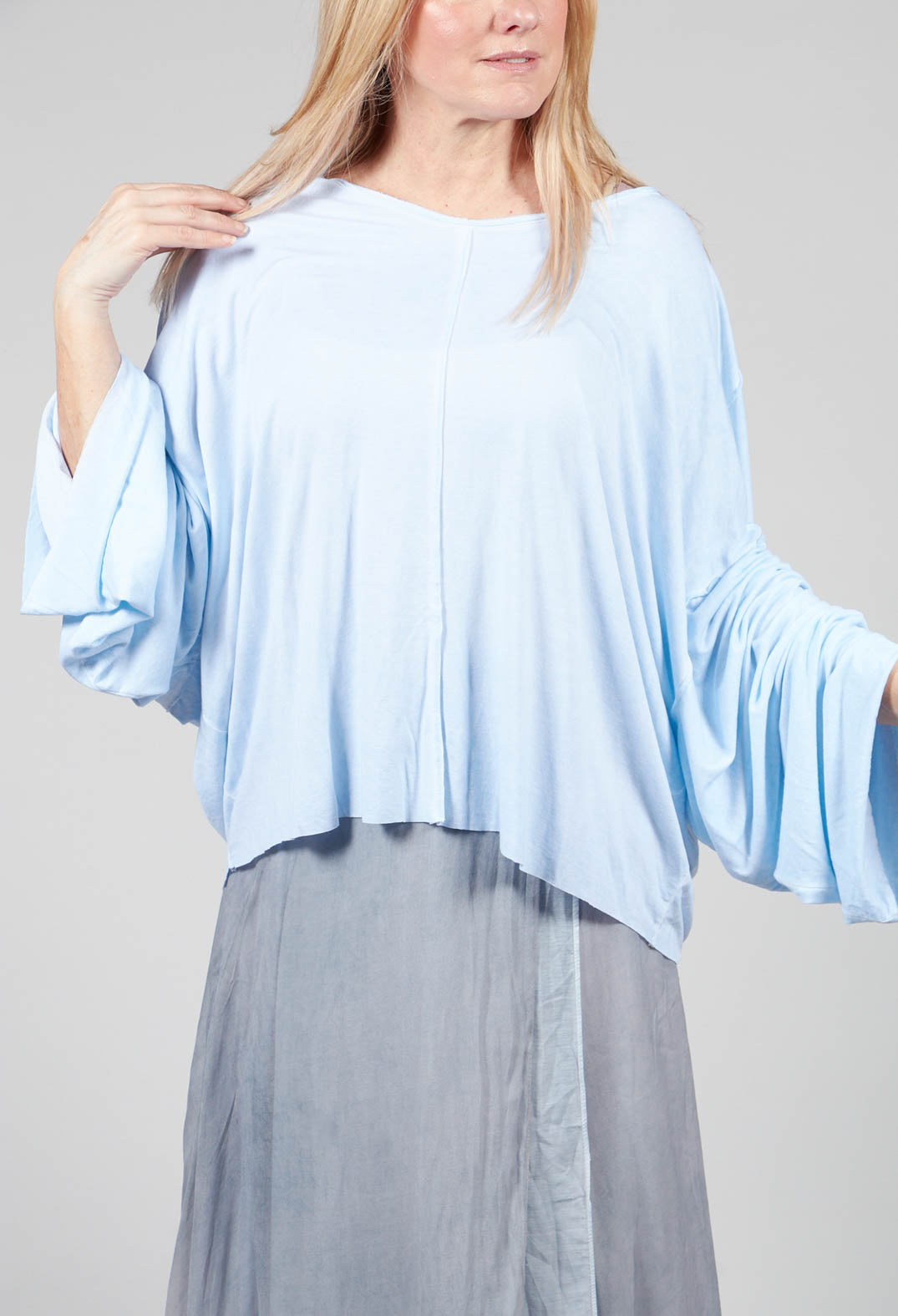 Jersey Top with Wide Sleeves in ice Blue