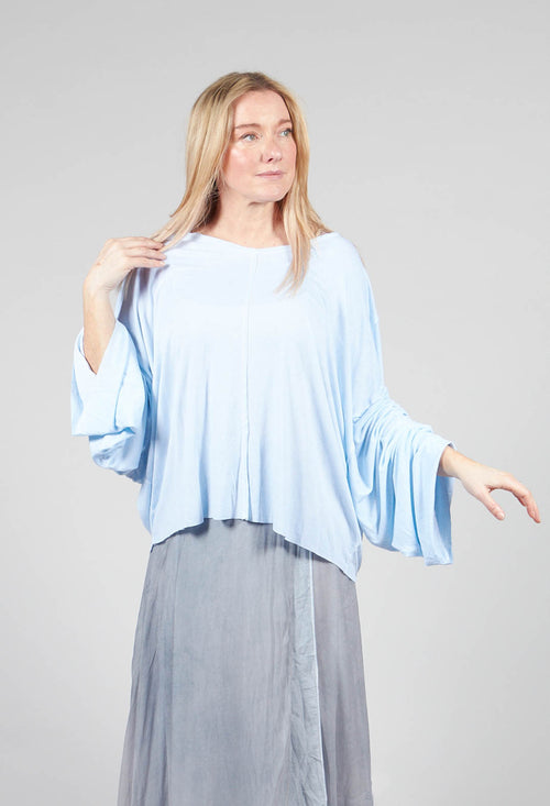 Jersey Top with Wide Sleeves in ice Blue