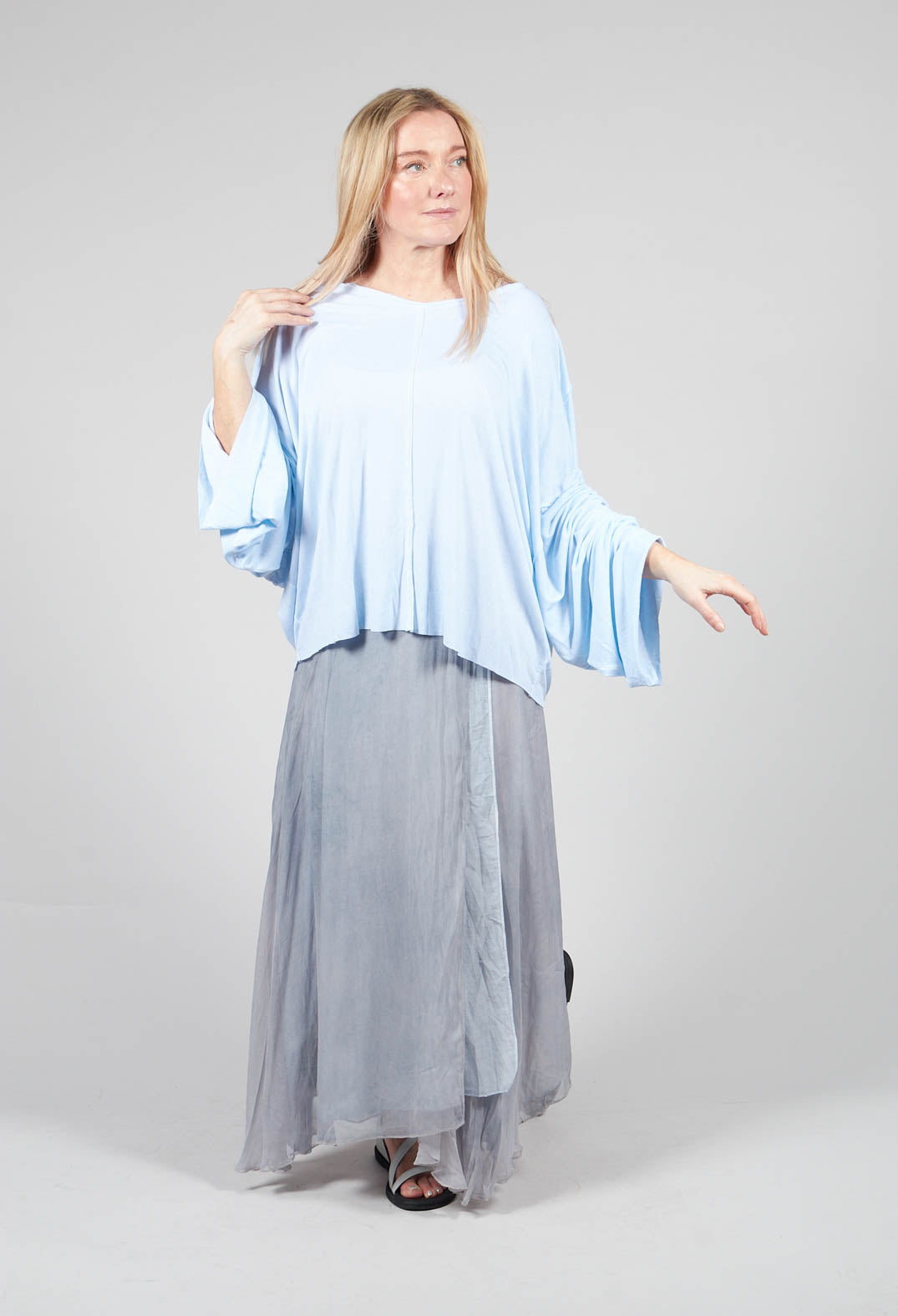 Jersey Top with Wide Sleeves in ice Blue