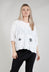 V Neck Patch Pocket Top in White