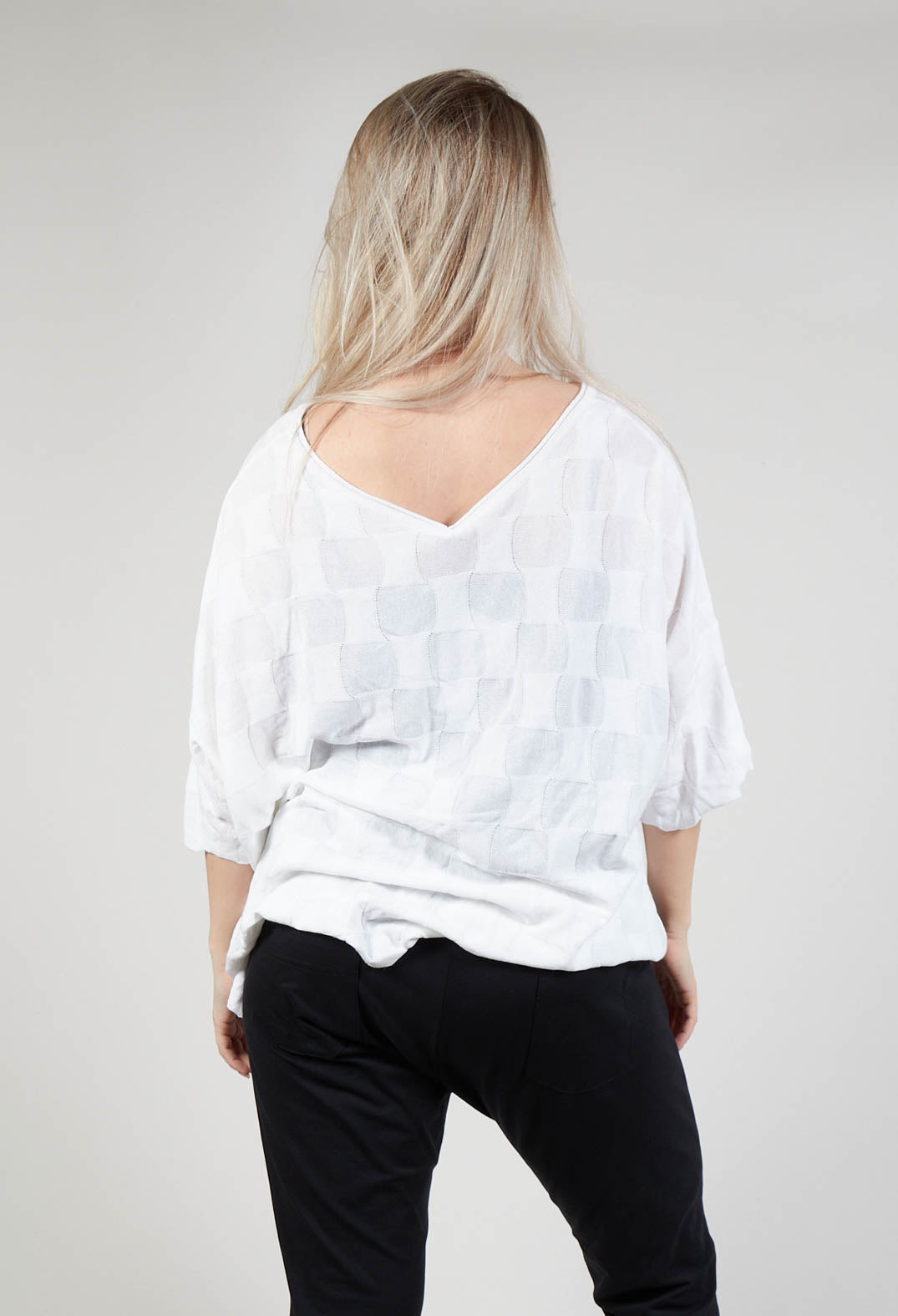 V Neck Patch Pocket Top in White