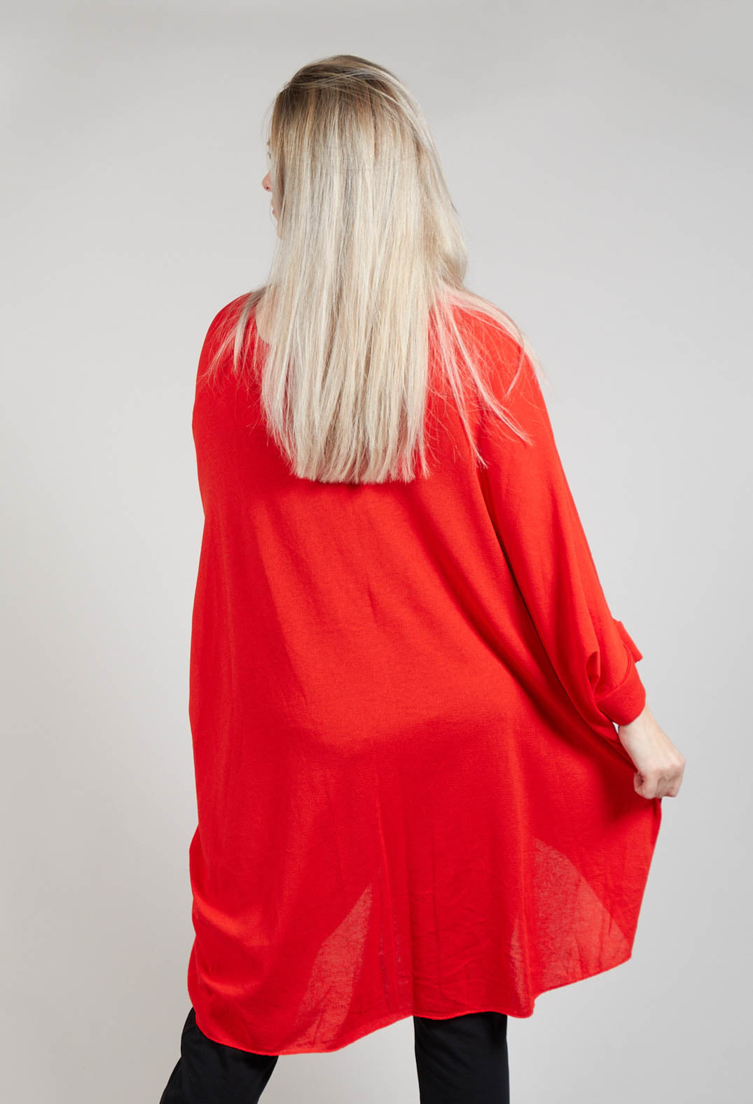 Oversized Knitted Tunic in Red