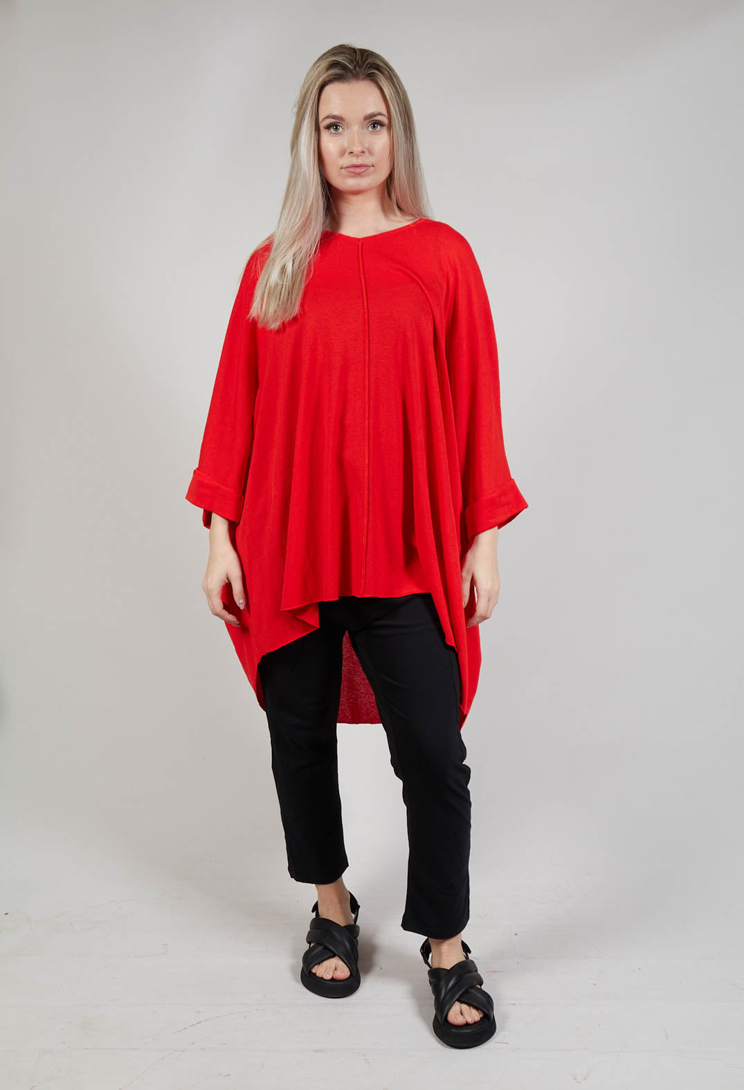 Oversized Knitted Tunic in Red