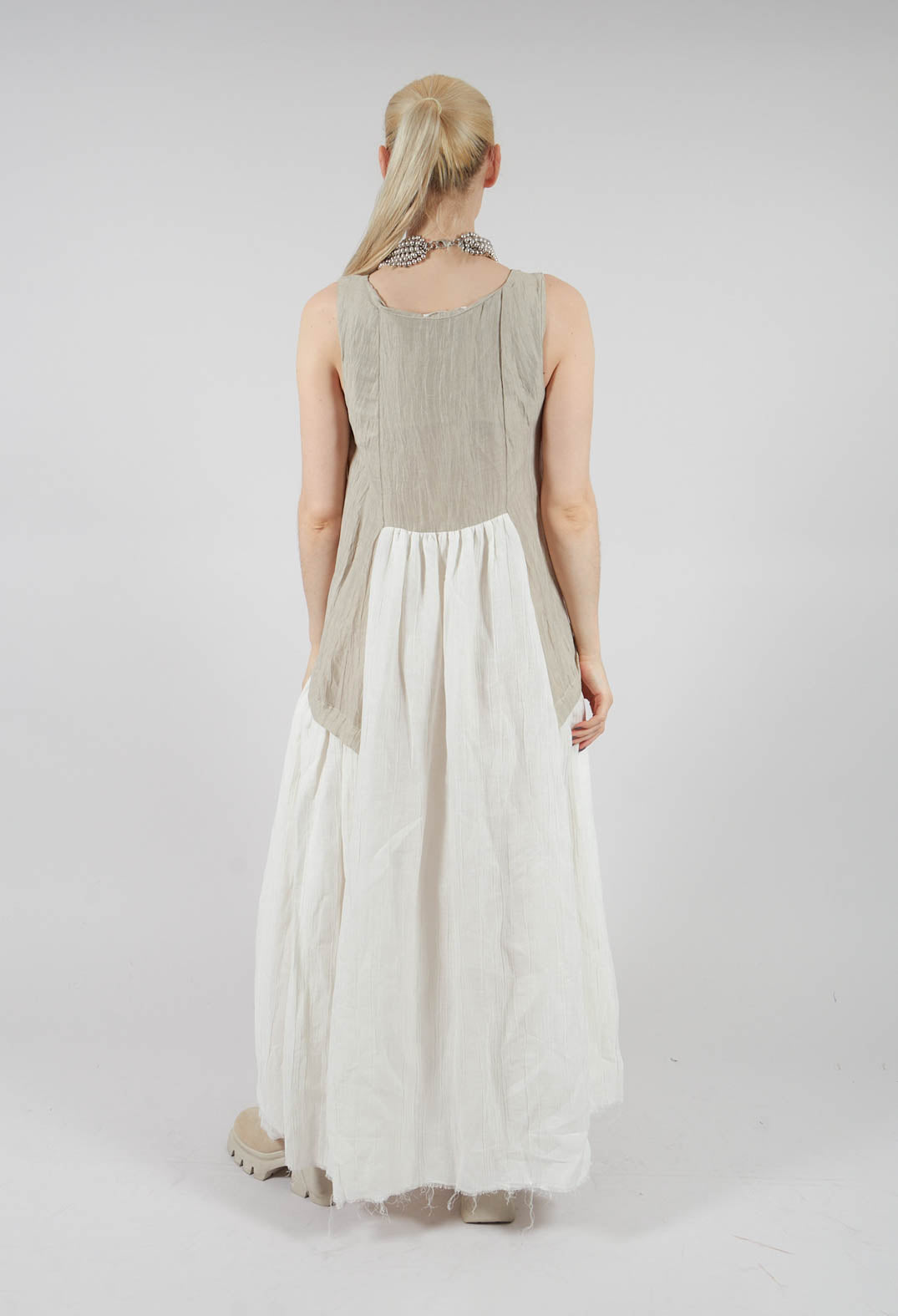 Kira Dress in Off White and Beige