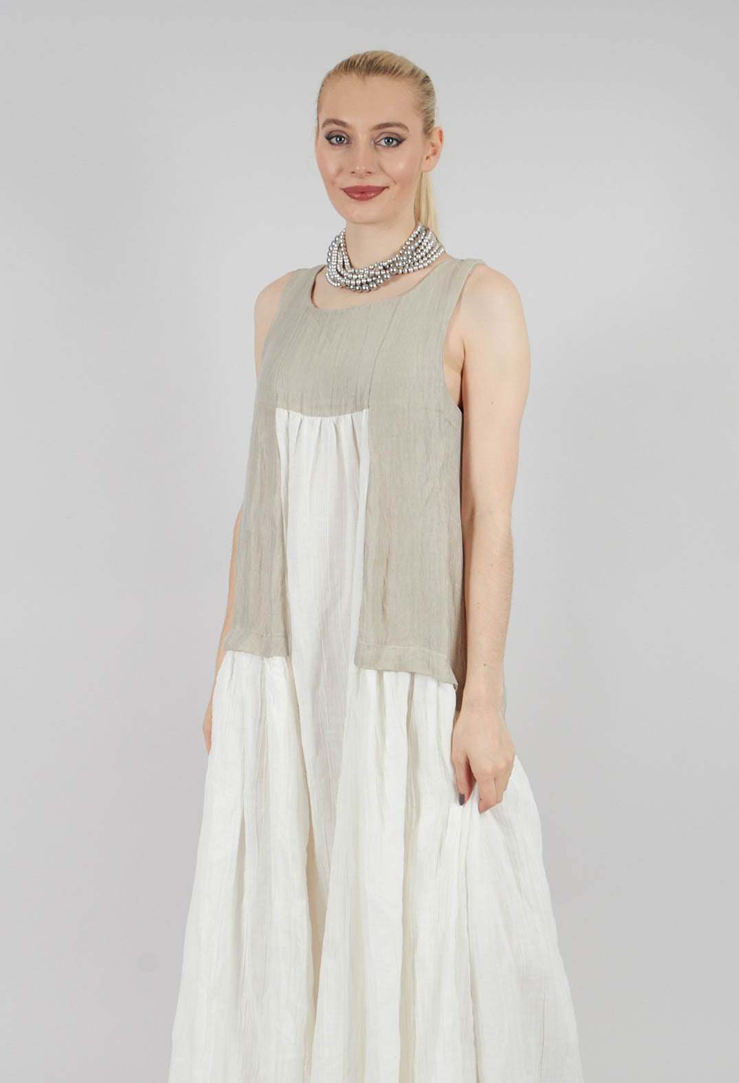 Kira Dress in Off White and Beige
