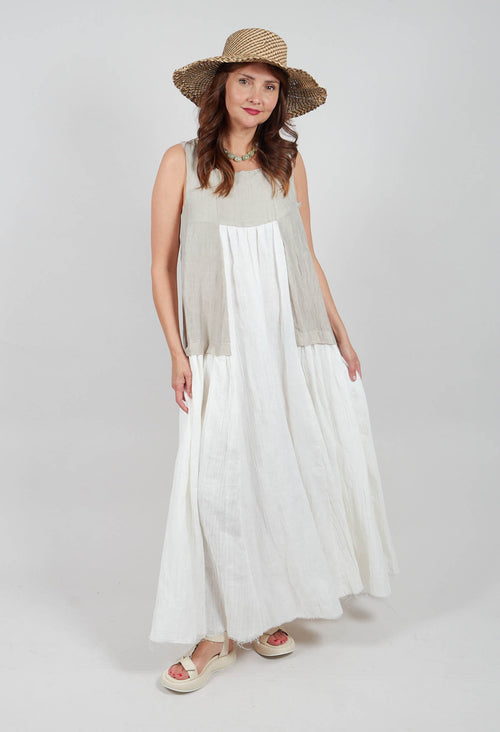 Kira Dress in Off White and Beige