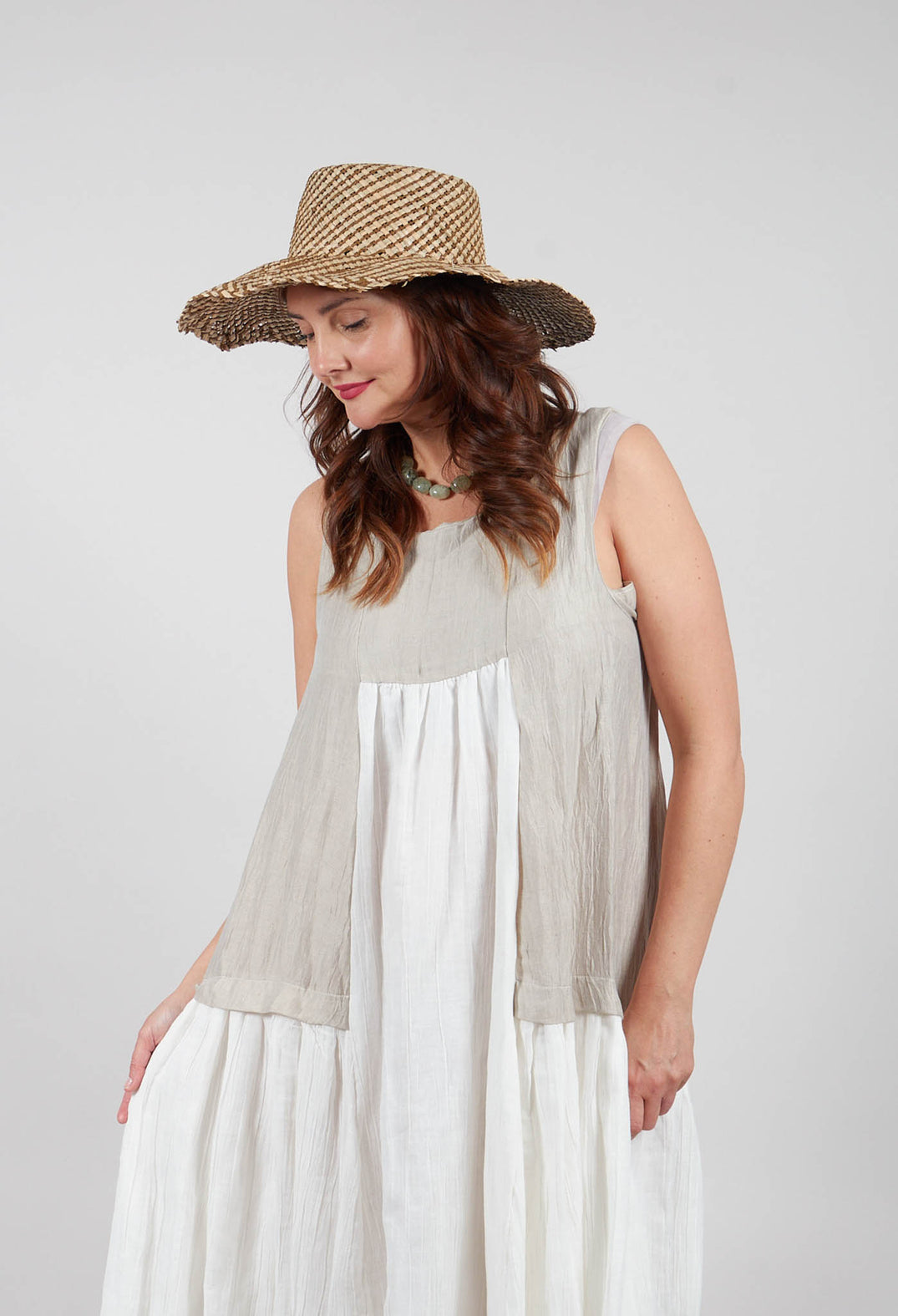 Kira Dress in Off White and Beige