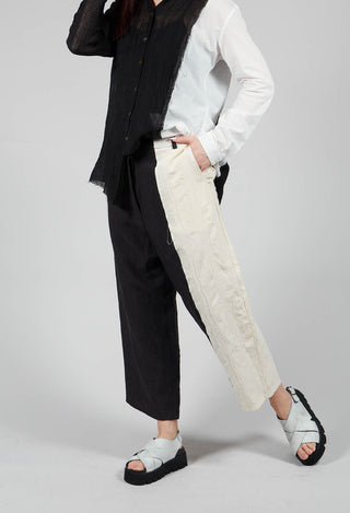Dual Fabric Trousers in Black and White